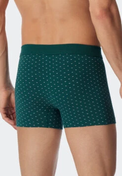Schiesser Boxer Briefs Organic Cotton Patterned Dark Green/white - Fashion Daywear -Uni Style Shop shorts organic cotton gemustert dunkelgruen weiss fashion daywear 179074 702 back
