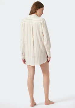 Schiesser Sleep Shirt Long-sleeved Woven Fabric Tencel Button Placket Stripes Off-white - Selected! Premium Inspiration 8 Schiesser Sleep Shirt Long-sleeved Woven Fabric Tencel Button Placket Stripes Off-white - Selected! Premium Inspiration -Uni Style Shop sleephirt langarm webware tencel knopfleiste streifen off white selected premium inspiration 178086 102 back