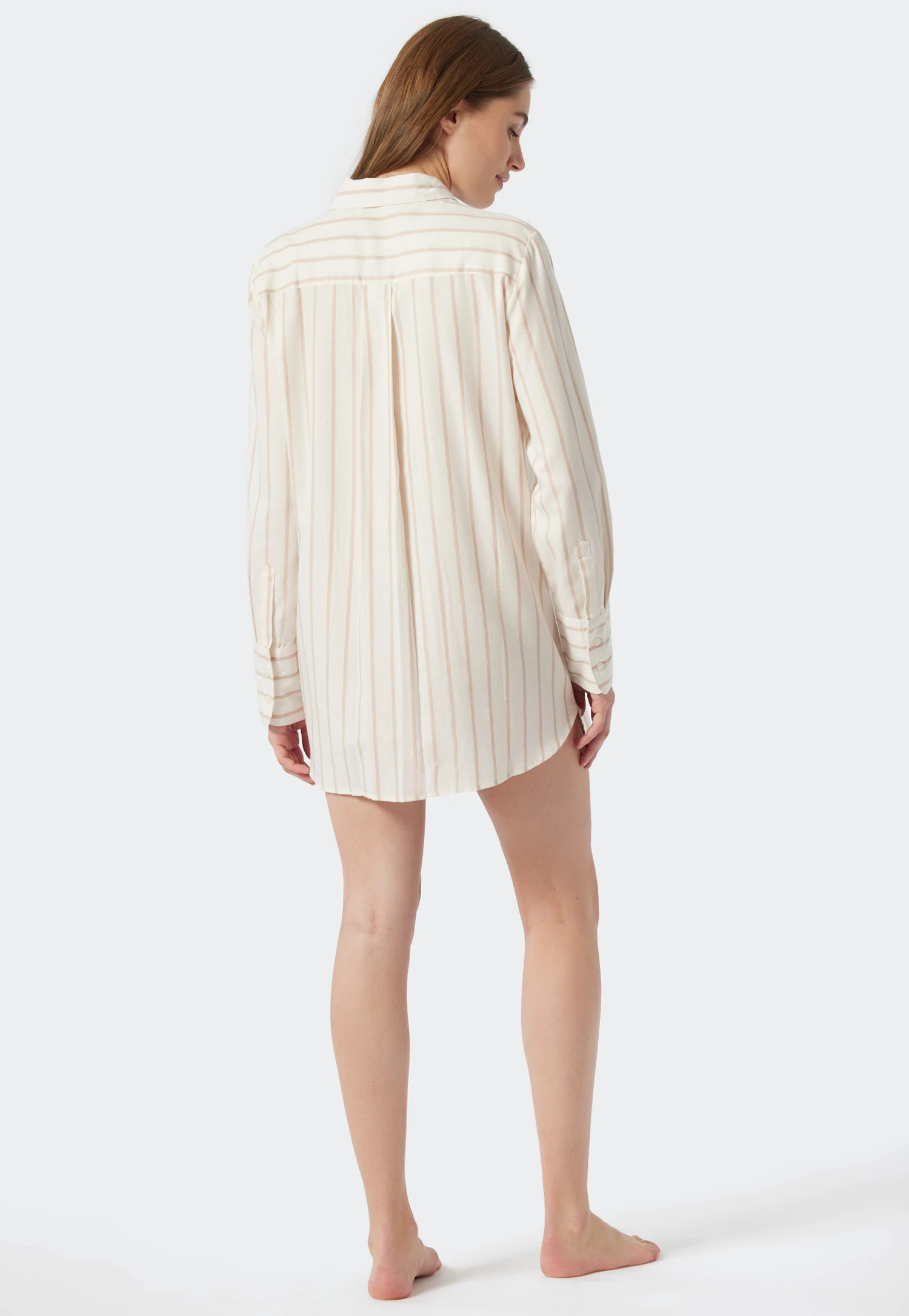 Schiesser Sleep Shirt Long-sleeved Woven Fabric Tencel Button Placket Stripes Off-white - Selected! Premium Inspiration 3 Schiesser Sleep Shirt Long-sleeved Woven Fabric Tencel Button Placket Stripes Off-white - Selected! Premium Inspiration - Image 3