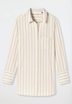 Schiesser Sleep Shirt Long-sleeved Woven Fabric Tencel Button Placket Stripes Off-white - Selected! Premium Inspiration 10 Schiesser Sleep Shirt Long-sleeved Woven Fabric Tencel Button Placket Stripes Off-white - Selected! Premium Inspiration -Uni Style Shop sleephirt langarm webware tencel knopfleiste streifen off white selected premium inspiration 178086 102 detail1