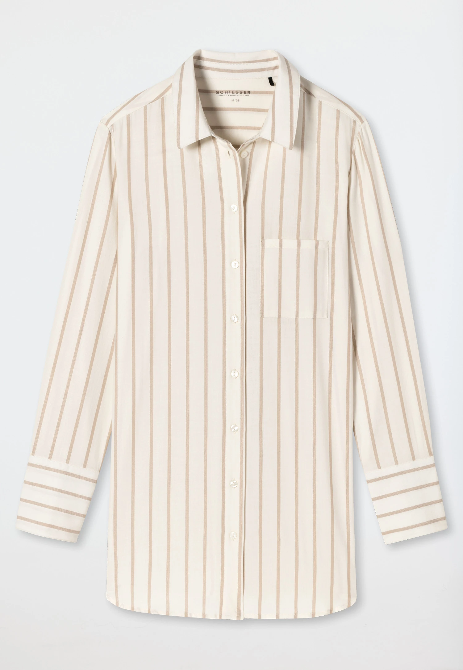 Schiesser Sleep Shirt Long-sleeved Woven Fabric Tencel Button Placket Stripes Off-white - Selected! Premium Inspiration 5 Schiesser Sleep Shirt Long-sleeved Woven Fabric Tencel Button Placket Stripes Off-white - Selected! Premium Inspiration - Image 5