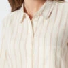 Schiesser Sleep Shirt Long-sleeved Woven Fabric Tencel Button Placket Stripes Off-white - Selected! Premium Inspiration