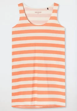Schiesser Sleep Shirt Sleeveless Organic Cotton Stripes Peach - Just Stripes -Uni Style Shop sleepshirt aermellos organic cotton ringel pfirsich just stripes 177492 612 detail1