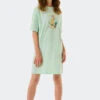 Schiesser Sleep Shirt Short-sleeved Organic Cotton Cockatoo Mint - Ocean Flow
