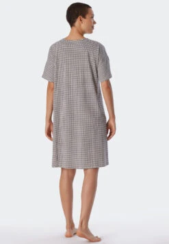 Schiesser Sleep Shirt Short-sleeved Organic Cotton Wide A-shape Graphic Print Multicolored - Flared Fit