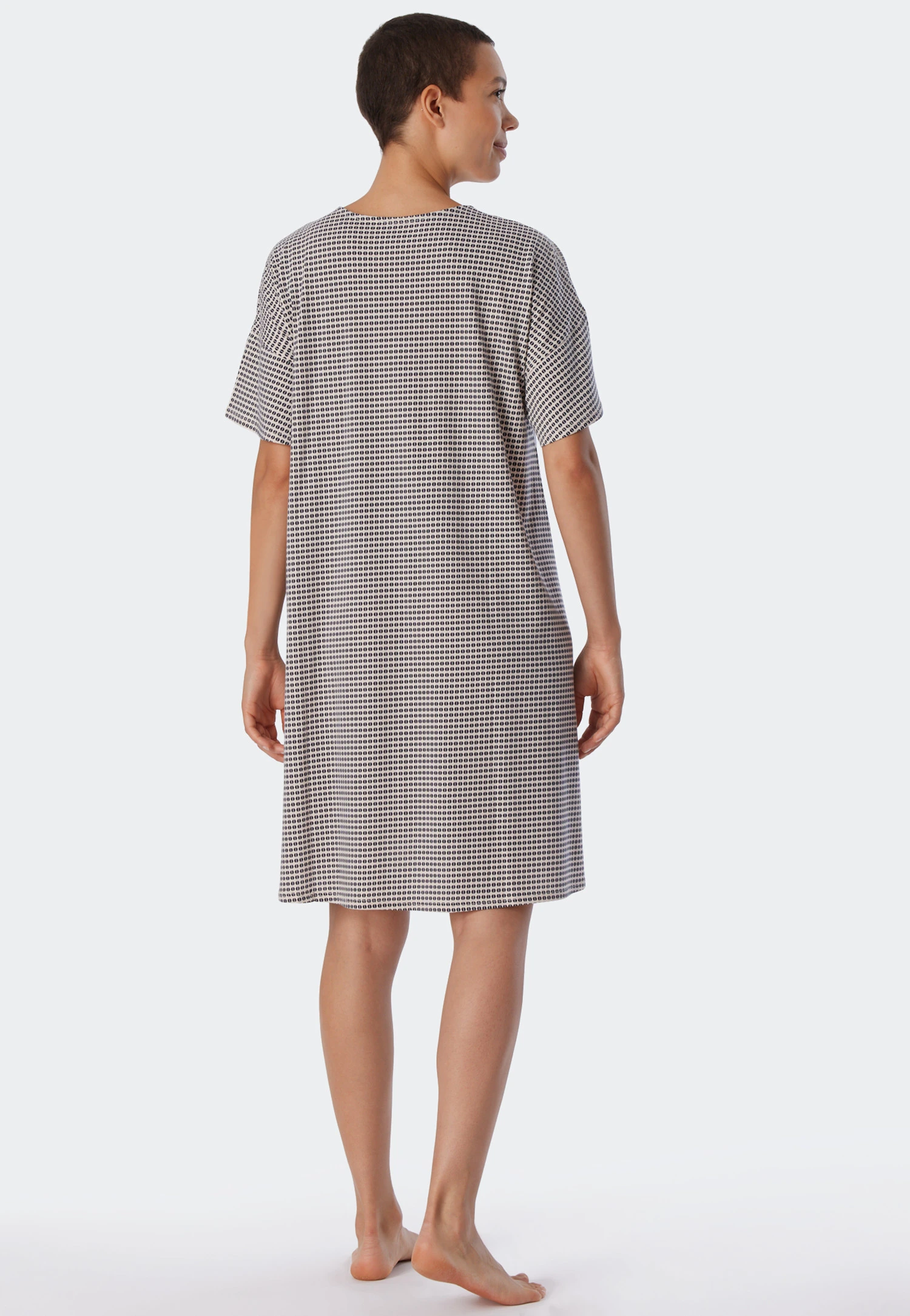 Schiesser Sleep Shirt Short-sleeved Organic Cotton Wide A-shape Graphic Print Multicolored - Flared Fit 1 Schiesser Sleep Shirt Short-sleeved Organic Cotton Wide A-shape Graphic Print Multicolored - Flared Fit