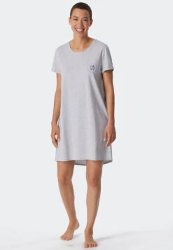 Schiesser Sleep Shirt Short-sleeved Print Heather Gray - Essential Nightwear -Uni Style Shop sleepshirt kurzarm print grau meliert essential nightwear 179130 202 detail2