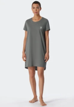 Schiesser Sleep Shirt Short-sleeved Print Jade - Essential Nightwear