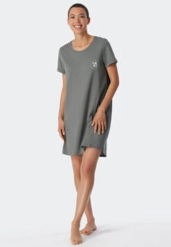 Schiesser Sleep Shirt Short-sleeved Print Jade - Essential Nightwear -Uni Style Shop sleepshirt kurzarm print jade essential nightwear 179130 713 front