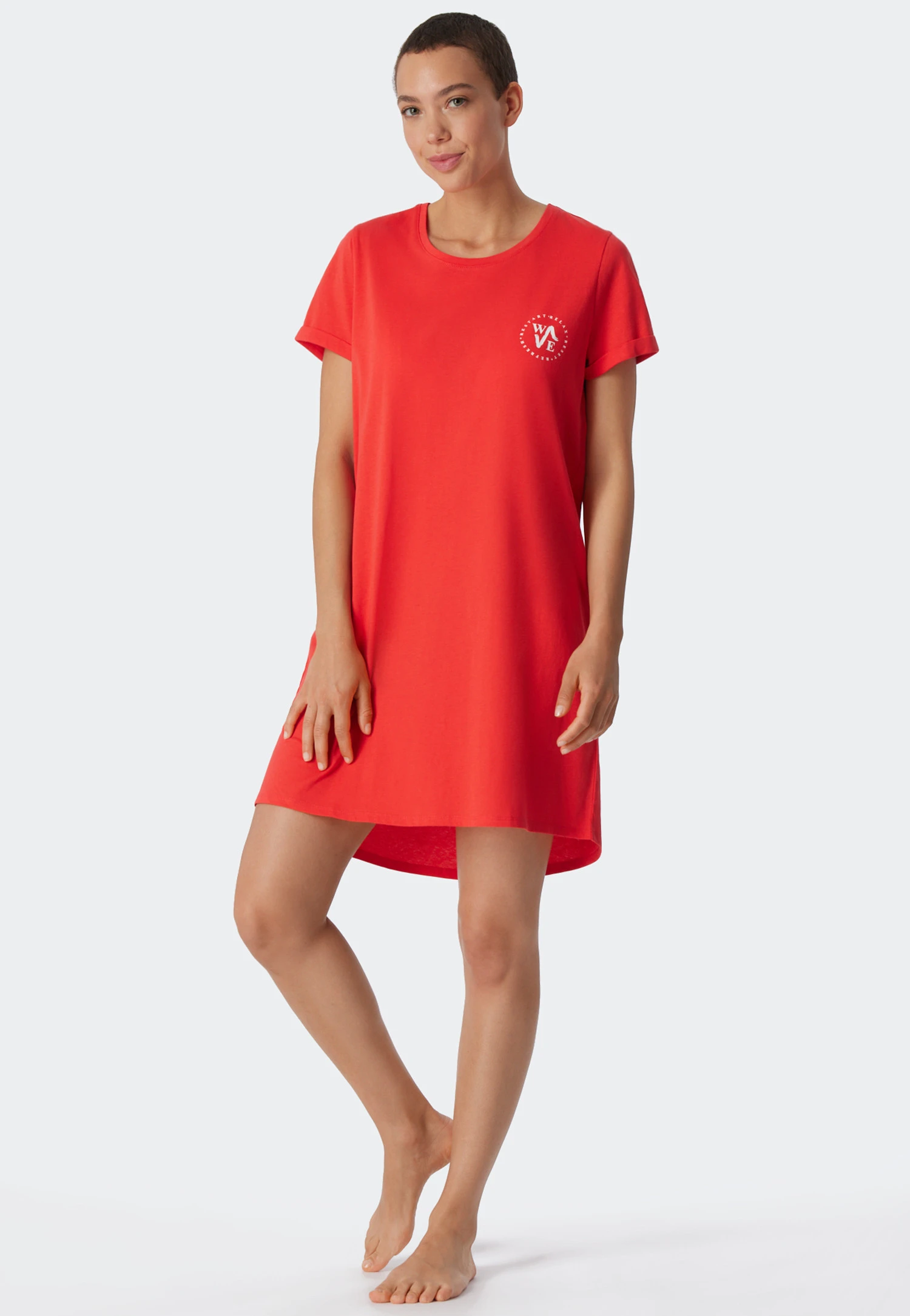 Schiesser Sleep Shirt Short-sleeved Print Red - Essential Nightwear 4 Schiesser Sleep Shirt Short-sleeved Print Red - Essential Nightwear - Image 4