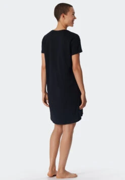 Schiesser Sleep Shirt Short-sleeved Print Black - Essential Nightwear -Uni Style Shop sleepshirt kurzarm print schwarz essential nightwear 179130 000 back
