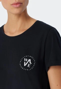 Schiesser Sleep Shirt Short-sleeved Print Black - Essential Nightwear -Uni Style Shop sleepshirt kurzarm print schwarz essential nightwear 179130 000 detail3