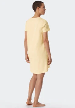 Schiesser Sleep Shirt Short-sleeved Print Vanilla - Essential Nightwear -Uni Style Shop sleepshirt kurzarm print vanille essential nightwear 179130 607 back