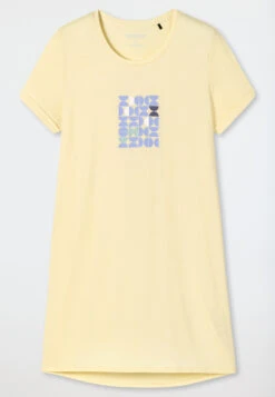 Schiesser Sleep Shirt Short-sleeved Print Vanilla - Essential Nightwear -Uni Style Shop sleepshirt kurzarm print vanille essential nightwear 179130 607 detail1
