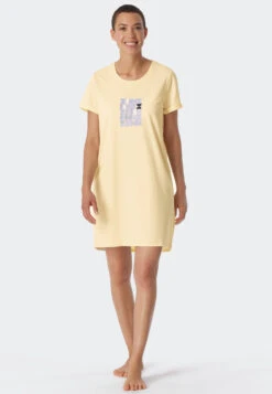 Schiesser Sleep Shirt Short-sleeved Print Vanilla - Essential Nightwear