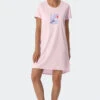 Schiesser Sleep Shirt Short-sleeved Print Soft Pink - Essential Nightwear