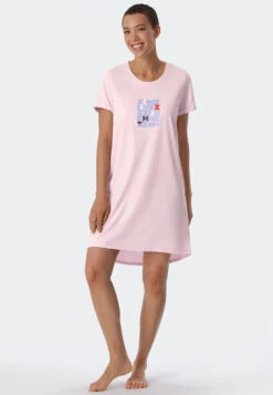 Schiesser Sleep Shirt Short-sleeved Print Soft Pink - Essential Nightwear