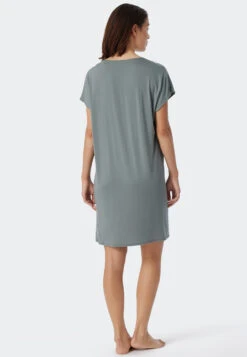 Schiesser Sleep Shirt Short-sleeved Tencel Oversized Batwing Sleeves Jade - Selected! Premium Inspiration 6 Schiesser Sleep Shirt Short-sleeved Tencel Oversized Batwing Sleeves Jade - Selected! Premium Inspiration -Uni Style Shop sleepshirt kurzarm tencel oversized fledermausaermel jade selected premium inspiration 179232 713 back