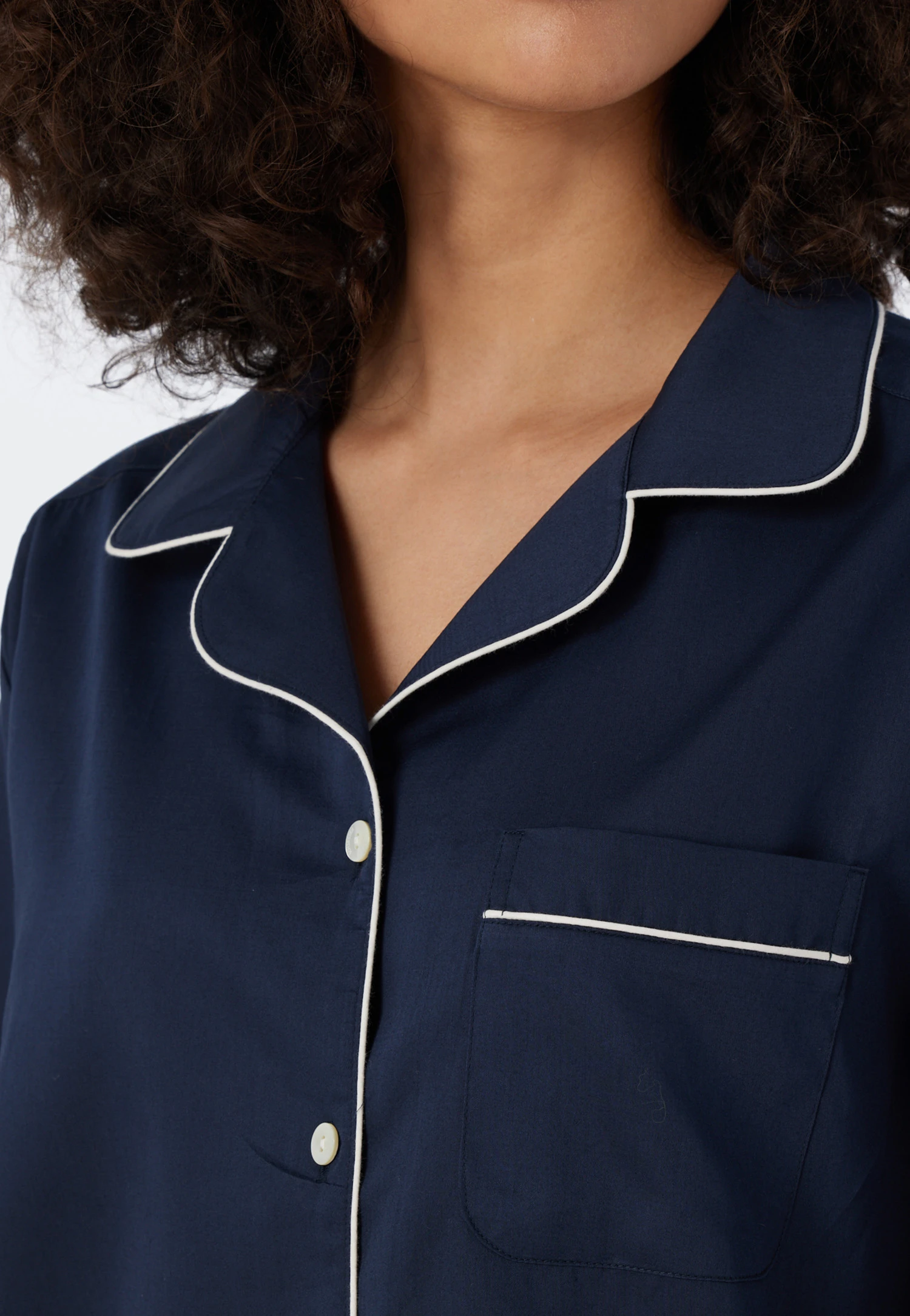 Schiesser Sleep Shirt Long-sleeved Cotton Woven Satin Button Placket Piping Dark Blue - Selected! Premium Inspiration 2 Schiesser Sleep Shirt Long-sleeved Cotton Woven Satin Button Placket Piping Dark Blue - Selected! Premium Inspiration - Image 2