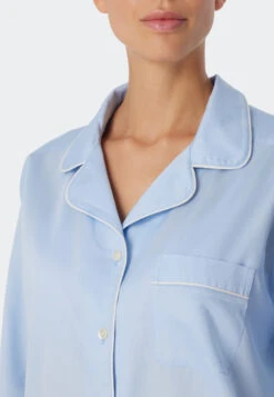 Schiesser Sleep Shirt Long-sleeved Cotton Woven Satin Button Placket Piping Light Blue - Selected! Premium Inspiration 9 Schiesser Sleep Shirt Long-sleeved Cotton Woven Satin Button Placket Piping Light Blue - Selected! Premium Inspiration -Uni Style Shop sleepshirt langarm baumwoll websatin knopfleiste paspeln hellblau selected premium inspiration 179282 805 detail3