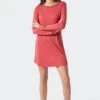 Schiesser Sleep Shirt Long-sleeved Interlock Cuffs Piping Light Red - Contemporary Nightwear