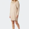 Schiesser Sleep Shirt Long-sleeved Modal Oversized Cuffs Sand - Modern Nightwear
