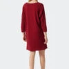 Schiesser Long-sleeved Sleep Shirt Oversized Cuffs Burgundy - Modern Nightwear