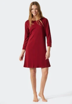 Schiesser Long-sleeved Sleep Shirt Oversized Cuffs Burgundy - Modern Nightwear -Uni Style Shop sleepshirt langarm oversized buendchen bordeaux modern nightwear 178088 502 detail2