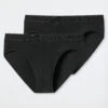 Schiesser Briefs Double Pack Organic Cotton Woven Elastic Waistband Black - 95/5