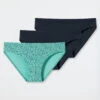Schiesser Panties 3-pack Organic Cotton Dark Blue/black Polka Dots On Mint - 95/5