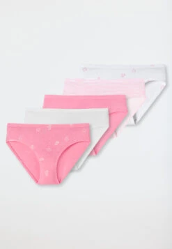 Schiesser Panties 5-pack Organic Cotton Dog Striped White/pink - 95/5