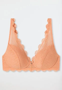 Schiesser Soft Bra Without Underwire All-over Lace Peach - Feminine Lace