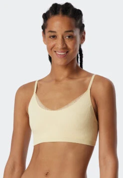 Schiesser Soft Bra No Underwire Removable Cups Lace Vanilla - Seamless Recycled Rib -Uni Style Shop soft bh ohne buegel herausnehmbare cups spitze vanille seamless recycled rib 176930 607 detail2