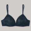 Schiesser Wire-free Molded Soft Bra With All-over Lace Midnight Blue - Pure Lace
