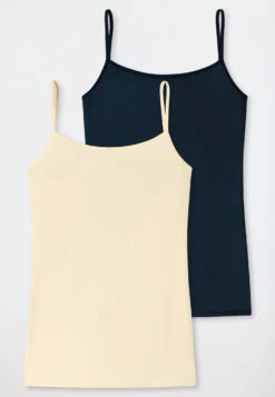 Schiesser Spaghetti Top 2-pack Organic Cotton White/sand - 95/5 Organic -Uni Style Shop spaghetti top 2er pack organic cotton weiss sand 95 5 organic 178020 910 detail1