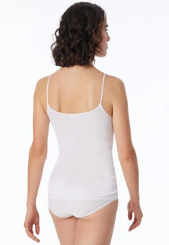 Schiesser White Spaghetti Top - Luxury -Uni Style Shop spaghetti top weiss luxury 200762 100 back