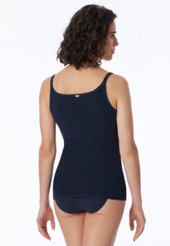 Schiesser Fine-rib Spaghetti Top, Night-blue - Naturschönheit -Uni Style Shop spaghettitop feinripp nachtblau naturschoenheit 144095 804 back
