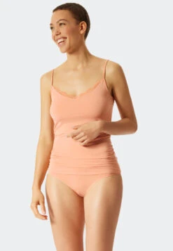 Schiesser Spaghetti Top Modal Lace Peach - Feminine Lace -Uni Style Shop spaghettitop modal spitze pfirsich feminine lace 175058 612 front