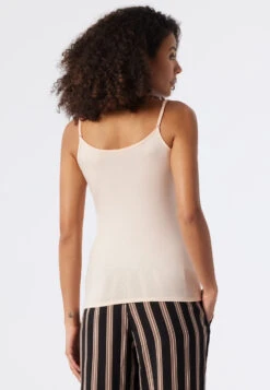 Schiesser Spaghetti Strap Top Tencel Adjustable Straps Lace Peach - Tencel Lace