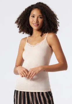 Schiesser Spaghetti Strap Top Tencel Adjustable Straps Lace Peach - Tencel Lace -Uni Style Shop spaghettitop tencel verstellbare traeger spitze pfirsich tencel lace 177347 612 detail2