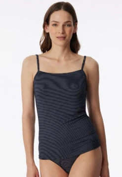 Schiesser Spaghetti Tops 2-pack Midnight Blue Ringed - Modal Essentials -Uni Style Shop spaghettitops 2er pack nachtblau geringelt modal essentials 162895 804 detail2