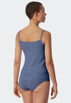 Schiesser Spaghetti Strap Tops 2-pack Sand/blue - Modal Essentials -Uni Style Shop spaghettitops 2er pack sand blau modal essentials 179223 901 back