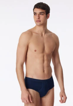 Schiesser Sport Briefs With Fly, Fine Rib, Navy Blue - Original Classics 6 Schiesser Sport Briefs With Fly, Fine Rib, Navy Blue - Original Classics -Uni Style Shop sportslip mit eingriff feinripp navyblau original classics 005128 815 front