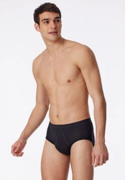Schiesser Black Mesh Ribbed Sports Brief - Original Classics -Uni Style Shop sportslip mit eingriff feinripp schwarz original classics 1 005128 000 front