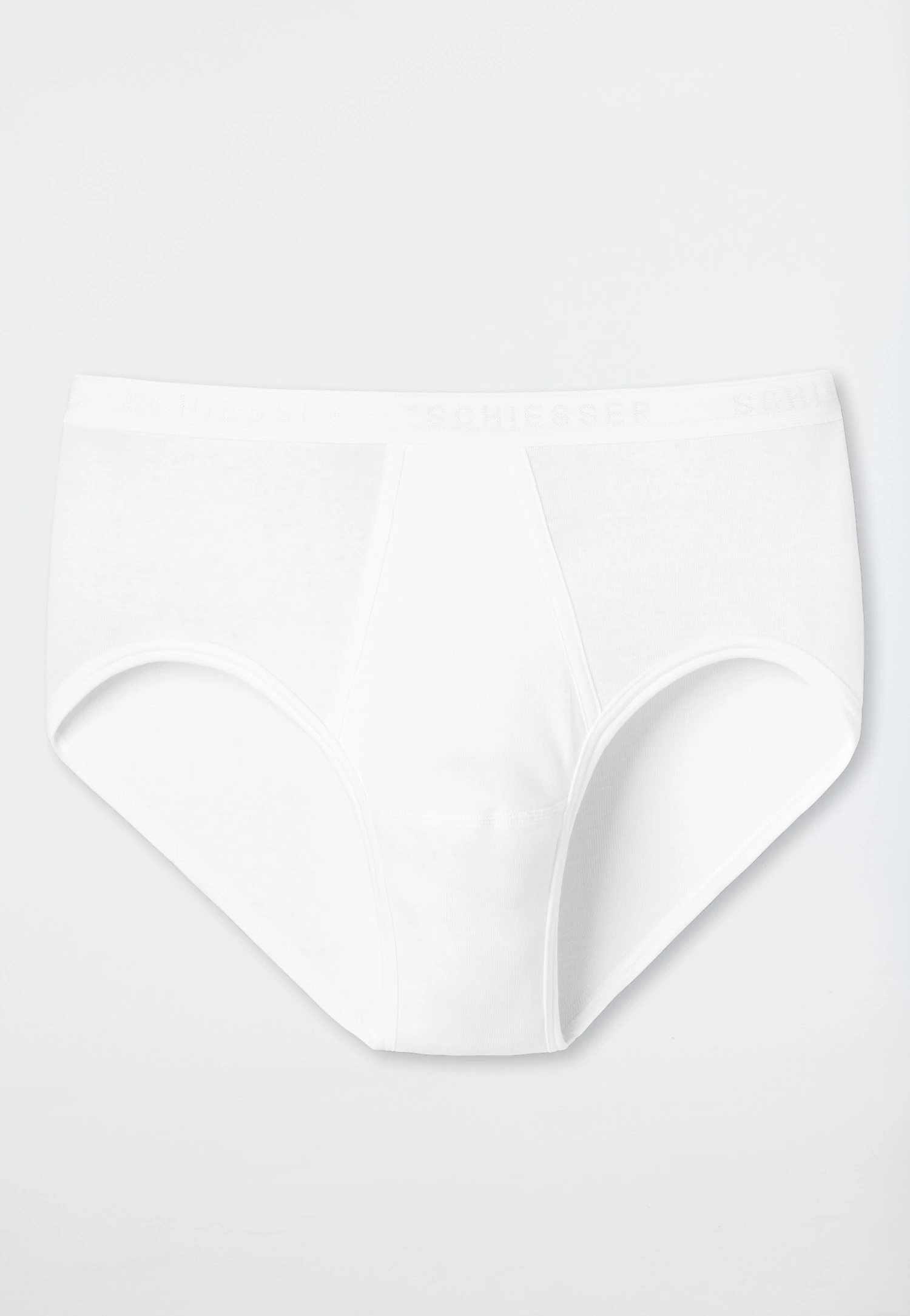 Schiesser Sport Briefs With Fly, Fine Rib, White - Original Classics 2 Schiesser Sport Briefs With Fly, Fine Rib, White - Original Classics - Image 2