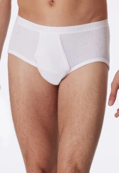 Schiesser Two-pack Sports Briefs With Fly, White, Double-ribbed - Original Classics