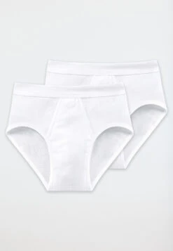 Schiesser 2-pack White Sports Briefs With A Fly - Essentials Feinripp -Uni Style Shop sportslips 2er pack mit eingriff weiss essentials feinripp 205159 100 detail1