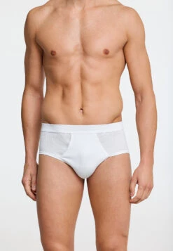 Schiesser 2-pack White Double Rib Sports Briefs With A Fly - Essential -Uni Style Shop sportslips doppelripp mit eingriff 2er pack weiss essential 205177 100 detail2