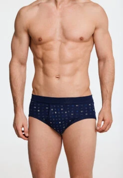 Schiesser Sports Briefs With Fly 2 Pack Navy Blue Checkered - Essentials -Uni Style Shop sportslips mit eingriff 2er pack navy blau kariert essentials 225167 815 detail2