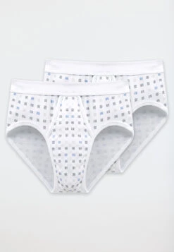Schiesser 2-pack Sport Brief With Fly, White Checked -- Essentials -Uni Style Shop sportslips mit eingriff 2er pack weiss kariert essentials 225167 100 detail1